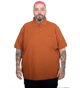 Mode XL Büyük Beden Erkek T-Shirt Polo Yaka Cepli Klasik Pike 20552 Tarçın