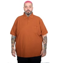 Mode XL Büyük Beden Erkek T-Shirt Polo Yaka Cepli Klasik Pike 20552 Tarçın