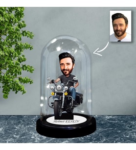KİŞİYE ÖZEL MOTORCU TASARIMLI IŞIKLI KARİKATÜR FANUS BİBLO FN94