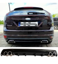 Ford Focus 2 HB Difüzör Arka Tampon Eki 4 Egzoz Çıkışlı Siyah Lüx Tip
