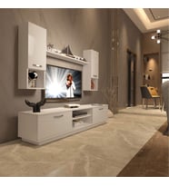 Decoraktiv Eko 5DAB Slm Dvd Tv Ünitesi Tv Sehpası - Parlak Beyaz (Beyaz)