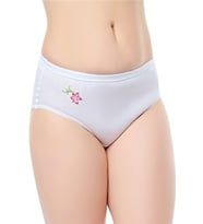 6lı Kadın Yüksek Bel Külot İşlemeli Pamuklu Bato Slip (Beyaz)