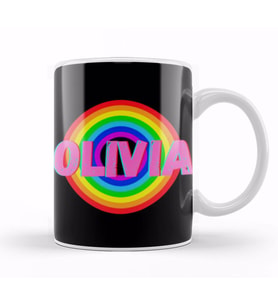 Olivia  Name personalized Custom   vintage Retro Rainbow Style Design Gift Baby Gift For Her Kupa Bardak Porselen