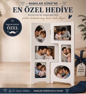 Babalar Günü Hediyesi – 6 Bölmeli Beyaz Katlanabilir Çoklu Fotoğraflı Anı Çerçevesi, Babaya Özel Hediye