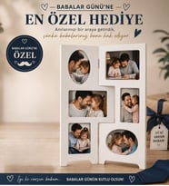 Babalar Günü Hediyesi – 6 Bölmeli Beyaz Katlanabilir Çoklu Fotoğraflı Anı Çerçevesi, Babaya Özel Hediye