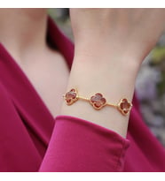 3 İkonik Alhambra Yonca Zultanit Taşlı Gold Kaplama Asansörlü Bileklik