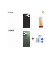 iPhone 13 Pro Max Yeşil Arka Kapak Arka Cam Batarya Kapağı Lazer Kesim Kapak Pil Kapağı + B-7000 Yapıştırıcı + Tamir Seti