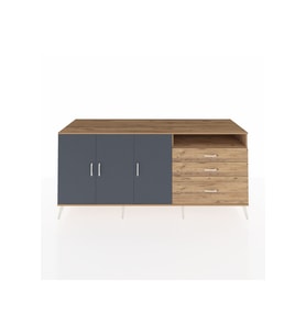 Kronos Konsol 3 Raflı 3 Çekmeceli 3 Kapaklı 220x59x99 Çam-Antrasit/Çam