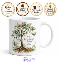Ağaç Desenli Doğal Tasarım Baskılı Kupa Bardak Hediye Porselen Mug