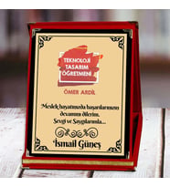 Teknoloji Tasarım Öğretmeni Baskılı Plaket (1. Tasarım)  Kişiye Özel (Kırmızı)