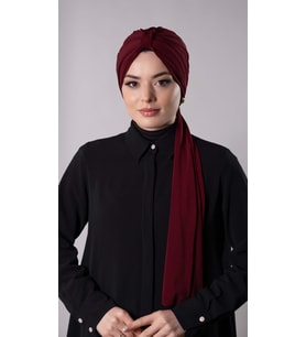 Bordo Pratik Hazır Geçmeli Tesettür Bone Sandy Kumaş Atkılı  2204_16