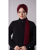 Bordo Pratik Hazır Geçmeli Tesettür Bone Sandy Kumaş Atkılı  2204_16