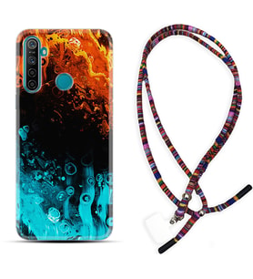 Realme 5i 5 Pro 6i 7 Pro 8 Kılıf Boyun Asklı Rasta Silikon Orange Blue Color 1665
