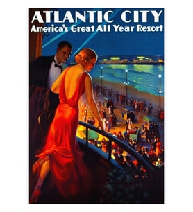 Atlantic City New Jersey Seyahat Tablo Ahşap Poster Dekoratif