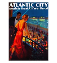 Atlantic City New Jersey Seyahat Tablo Ahşap Poster Dekoratif