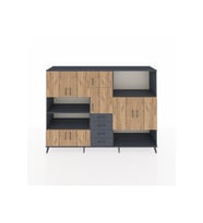 Hyperion Dolap 10 Raflı 4 Çekmeceli 8 Kapaklı 220x44x163 Antrasit-Çam/Antrasit