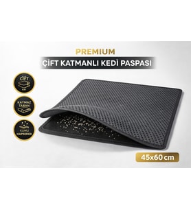 Kedi Elekli Tuvalet Önü Kum Tutucu Paspas  45 cm - 60 cm Gri