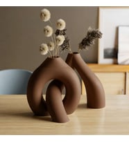 3D Baskı Interlocking Vazo - İç İçe Geçen Dekoratif Vazo-Kahverengi