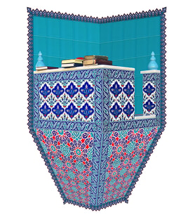 Armada Çini 120X160 Turkuaz Köşeli Cami Kürsüsü