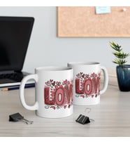 Sevgiliye Özel Eşe Özel 2 ADET Love Yazılı Beyaz Seramik Kupa Bardak