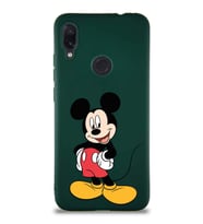 Xiaomi Redmi Note 7 Pro Soft Premier Kapak Mickey Mouse-E Tasarımlı Silikon Kılıf - Yeşil (Şeffaf)