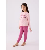 U.S. Polo Assn. 1970 Since 1890 Kız Çocuk Pembe Uzun Kol Pijama Takım