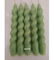 qosrix 5'li Açık Yeşil Italyan Burgulu Şamdan Soya Mumu Doğal Kokulu Uzun Çubuk Konik Burgu Spiral Mum Dekoratif