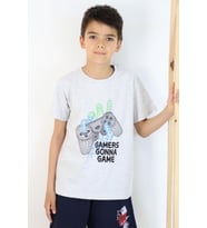 Breeze Erkek Çocuk Tişört Oyun Konsolu Baskılı 8-14 Yaş, Gri Melanj