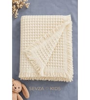 Waffle Desen Sarı Battaniye %100 Organik Pamuk 100x110 cm