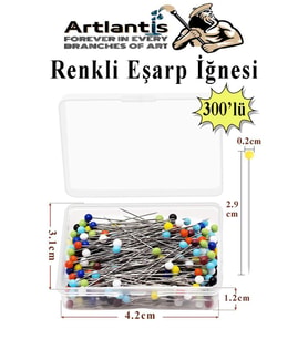 Eşarp İğnesi Renkli 300 lü 1 Paket Türban İğnesi Başörtüsü Toplu İğne Şal Düğün Nikah Nişan Kına Sünnet Takı İğnesi