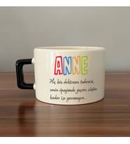 Anne Hiç Bir Doktorun Tedavisi  Baskılı Siyah Kulplu C Fincan