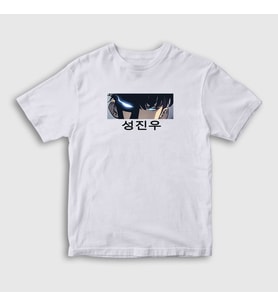 Presmono Unisex Çocuk Beyaz Arise Sung Jinwoo Solo Leveling T-Shirt 434598tt (Beyaz)