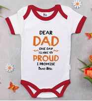 BK Kids Kişiye Özel Dear Dad Tasarımlı Kırmızı Bebek Body Zıbın-1