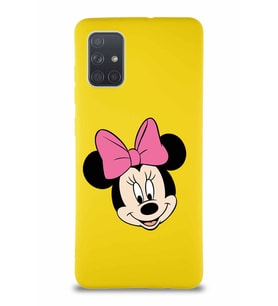 Samsung Galaxy A71 Soft Premier Kapak Minnie Mouse-C Tasarımlı Silikon Kılıf - Sarı (Şeffaf)