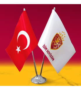 Aslanlar taraftarları İkili masa bayrağı, kişiye özel isim baskılı