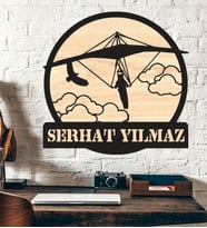 Rüzgar Planörü Paraşüt Temalı Ahşap Duvar Tablo