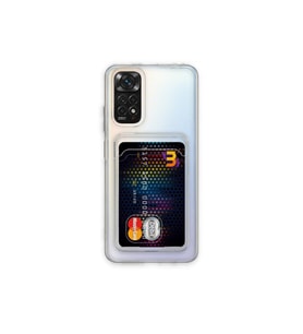 Xiaomi Redmi Note 11 Kılıf Kart Bölmeli Şeffaf Silikon Kartlıklı Sil