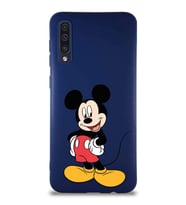 Samsung Galaxy A30S Soft Premier Kapak Mickey Mouse-E Tasarımlı Silikon Kılıf - Lacivert (Şeffaf)