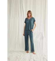 Amora Secret Kısa Kollu V Yakalı Dantelli Pijama Takımı