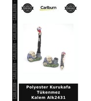 Özel Üretim Karakteristik Ofis Kırtasiye Hediyelik Polyester Kurukafa Tükenmez Kalem Alk2431