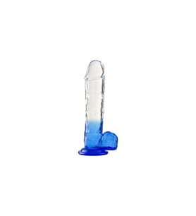 Silikon Şeffaf Mavi Realistik Dildo 15 cm