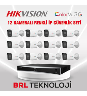 Hikvision 4 MP 12 Kameralı AcuSense ColorVu 3.0 AI İp Güvenlik Kamera Seti (Dahili Mikrofonlu)