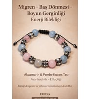 Sertifikalı Migren Baş Dönmesi Boyun Gerginliği Enerji Bilekliği – Akuamarin - Pembe Kuvars Taşı (Çok Renkli)