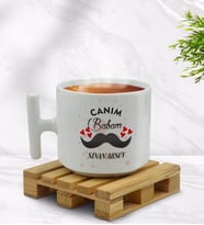 BK Gift Kişiye Özel Canım Babam Tasarımlı T Kulplu Beyaz Middle Kupa Bardak - Model 2