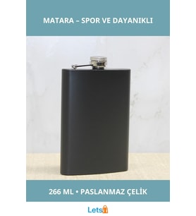 Siyah Paslanmaz Çelik Su Geçirmez 9 Oz Matara