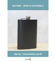 Siyah Paslanmaz Çelik Su Geçirmez 9 Oz Matara