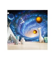 Dreamwall Gezegenler Ve Uzay Desenli Silinebilir Tekstil Duvar Kağıdı (Çok Renkli)