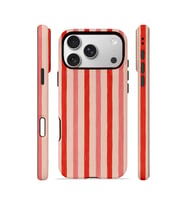 iPhone 17 Pro Max Vorian Çift Katmanlı Kılıf Coral Cream Stripe