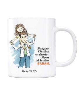 Babam Kişiye Özel İsimli Kupa Bardak - Dünyanın 7 Harikası