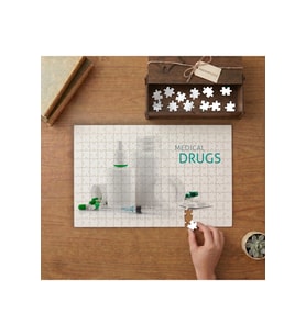 İlaç Şişeleri Tasarımı 240 parça Ahşap Puzzle Ahşap Kutuda MP00452